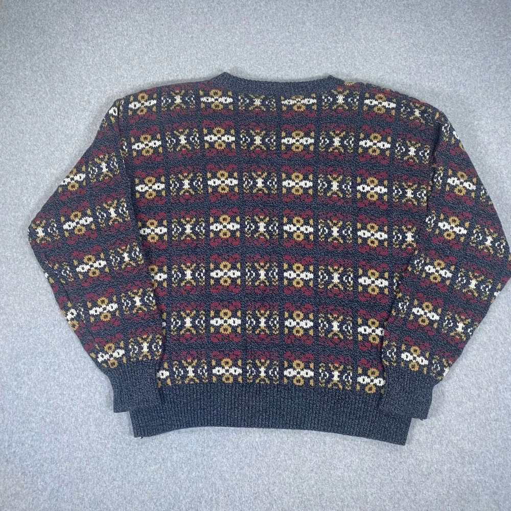 Vintage OshKosh B'gosh Sweater Mens XL Multi Colo Geometric Knit Made in USA